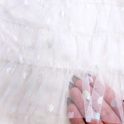 Conj. Regata com Tule de Corações e Short - Off White e Marrom